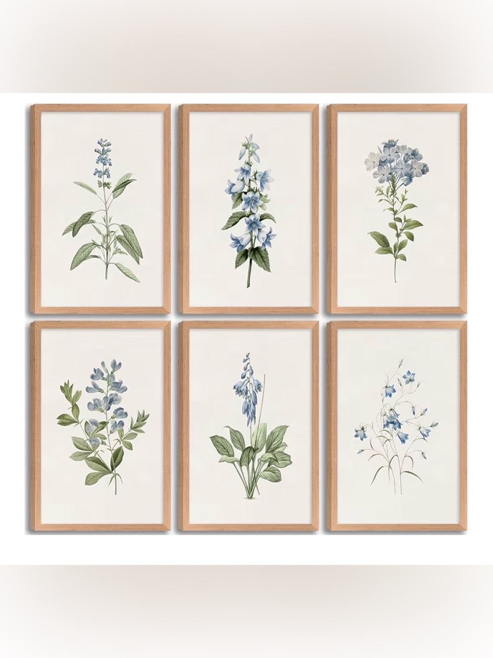 Botanical Blue Floral Wall Art Set - Abrand